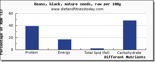 chart to show highest protein in black beans per 100g